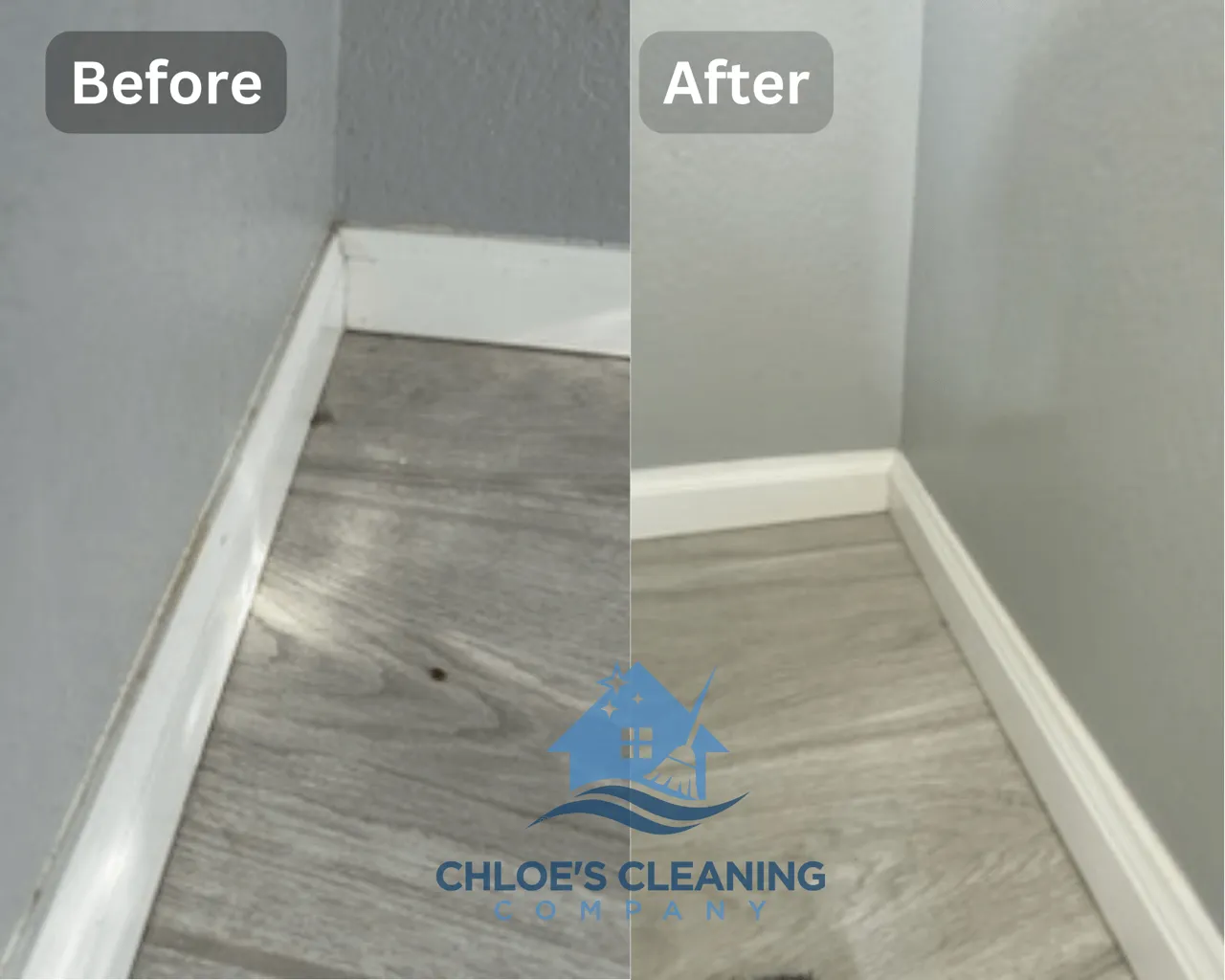 Baseboard dust removal before and after — Denver deep cleaning