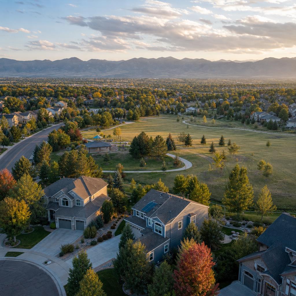 Aerial view of an Arapahoe County, Colorado neighborhood