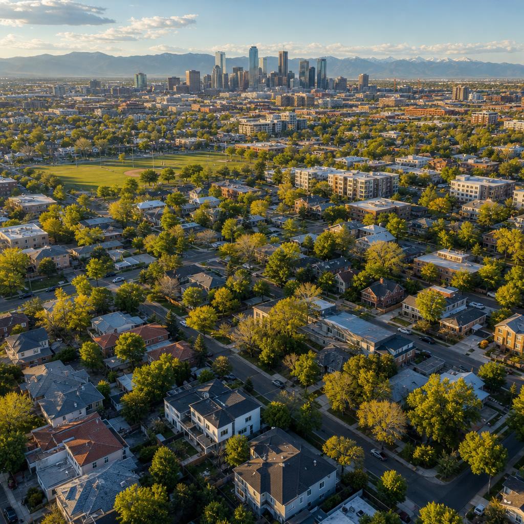 Aerial view of a Denver County, Colorado neighborhood